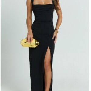 Showpo Black Maxi Dress with Gold Accents